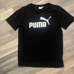 Puma Black Tee with White Logo - Kids